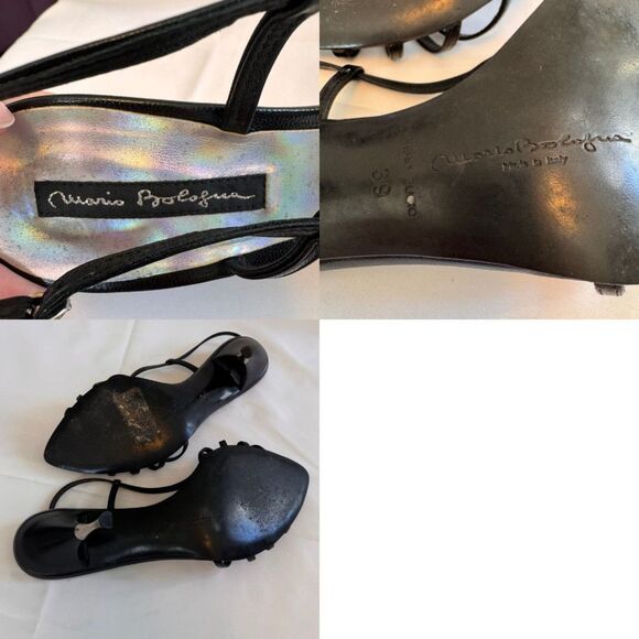Mario Bologna Black Silver Strappy Sandal Stilleto Size 8.5 - Picture 8 of 8